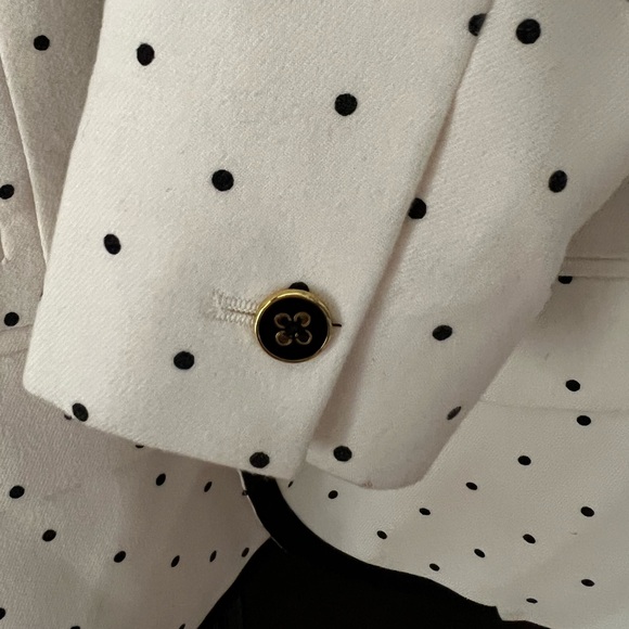Cream and black polka dot blazer with piping and gold buttons. Size 4. - Picture 16 of 16